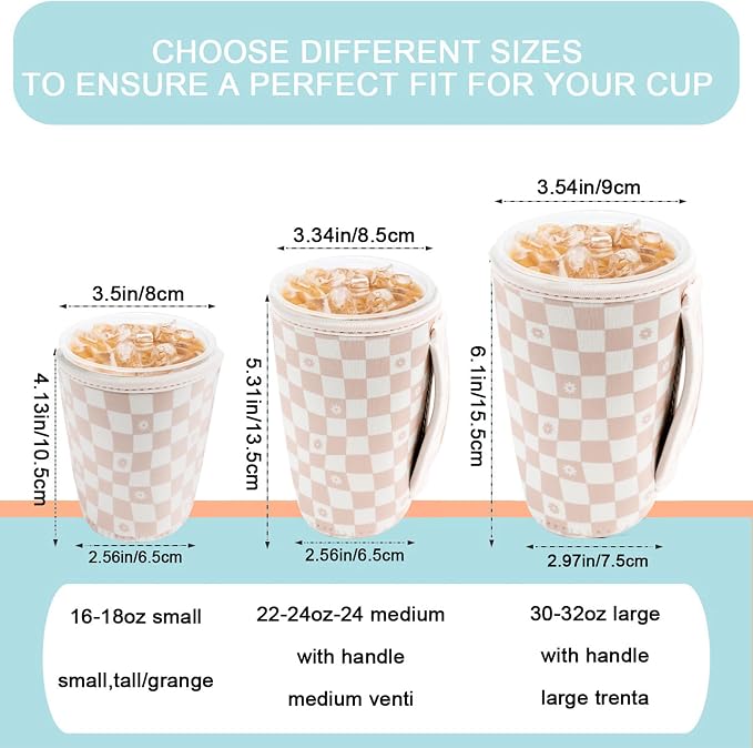 KJQJLY 3 Pack Reusable Iced Coffee Sleeves - Image 2