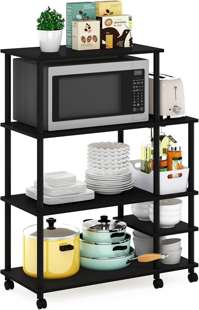 Furinno Turn-N-Tube Kitchen Shelf Cart, Americano/Black by Furinno-FitsYourSpaceFitsYourBudget