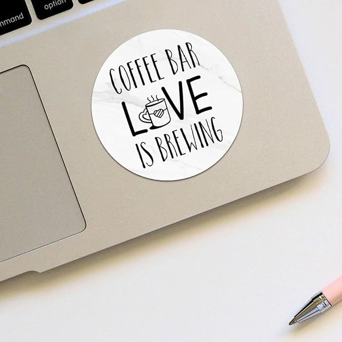 100pcs Vinyl Peel and Stick Circle Decals, Coffee Bar Love is Brewing Labels - Image 4