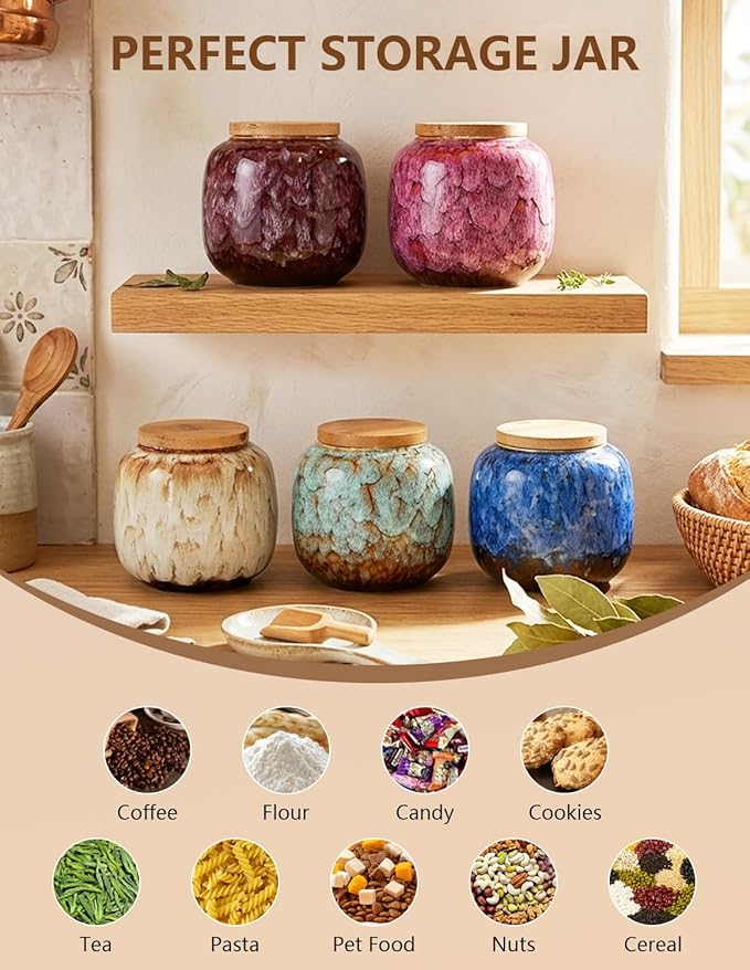 Ceramic Storage Jars, Exquisite Glaze Food Canisters - Image 4