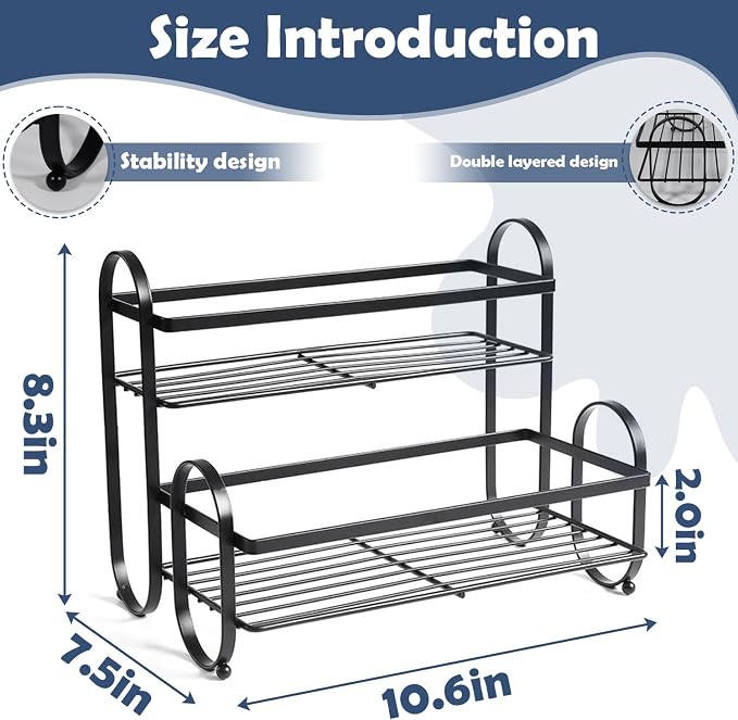 6-Bottle 2-Tier Coffee Syrup Rack Organizer, Sturdy Metal Syrup Storage Shelf - Image 2