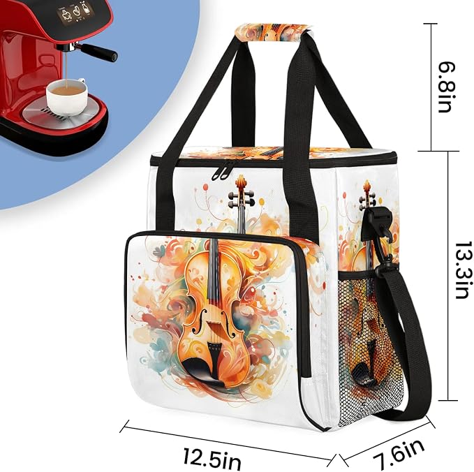 Violin Music Coffee Maker Carring Bag, Large Insulated Storage Organizer Case - Image 2