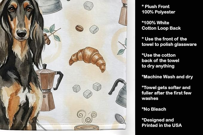 Caroline's Treasures Black & Tan Afghan Hound Coffee Bar Kitchen Towel Velour - Image 4