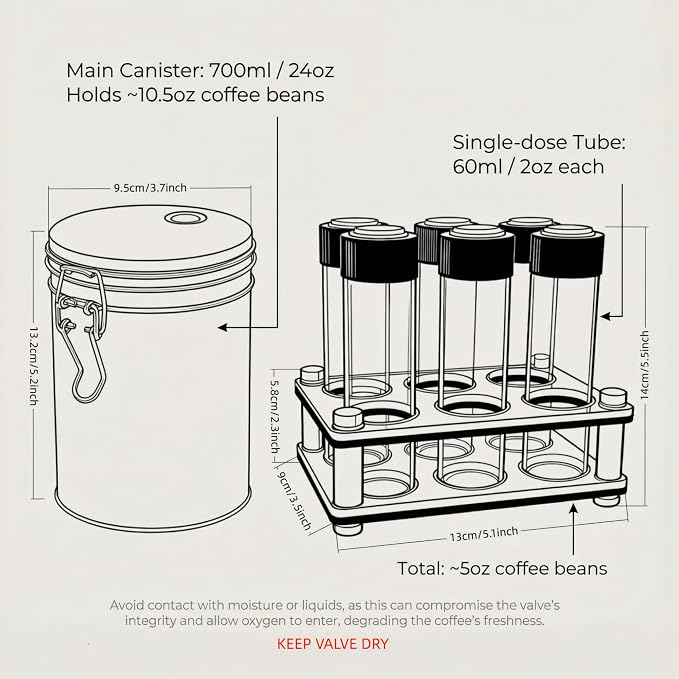 Single Dose Coffee Bean Storage, Airtight Tin Coffee Canister & Container - Image 6