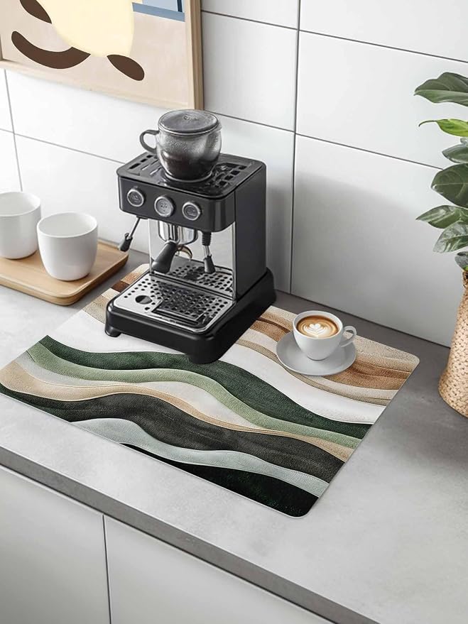 Abstract Wave Texture Coffee Mat Retro Brown Brown Bump Absorbent Bar Mat - Image 2