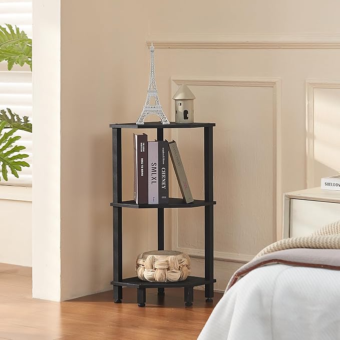 YUFAM 3-Tier Corner Shelf with Sturdy 5-Leg Base, Wooden Corner Bookshelf - Image 7