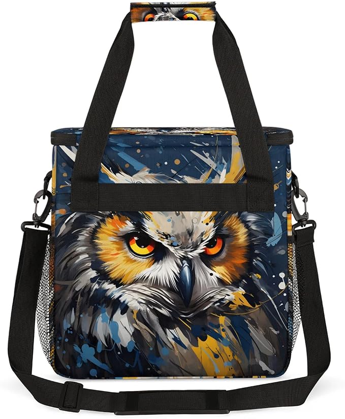 Owl Print Coffee Maker Carring Bag, Large Insulated Storage Organizer Case Tote - Image 5