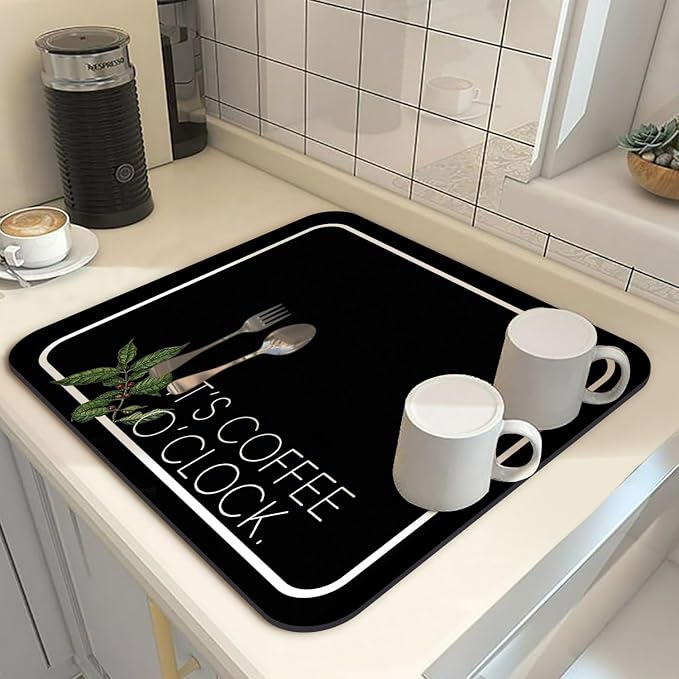 Coffee Bar Mat Rubber Dish Drying Mat - Image 2