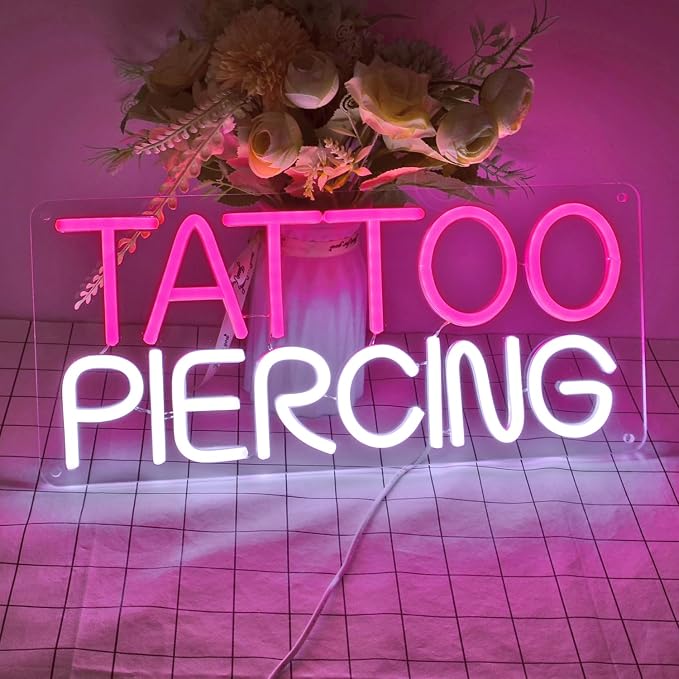Britrio TATTOO Neon Sign Light Salon Studio Shop Plaque Pink LED Wall Art Decor - Image 4