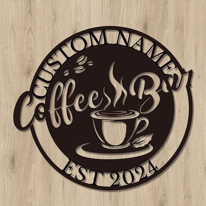 Personalized Coffee Bar Sign, Custom Metal Wall Art by RealizeEveryone%E2%80%99sCreation