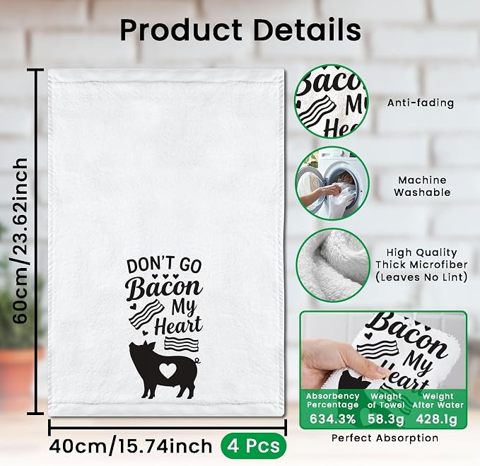 CUTHOLLOW Farm Decorative Kitchen Towels Set of 4, 15.74"x23.62" Soft & - Image 2