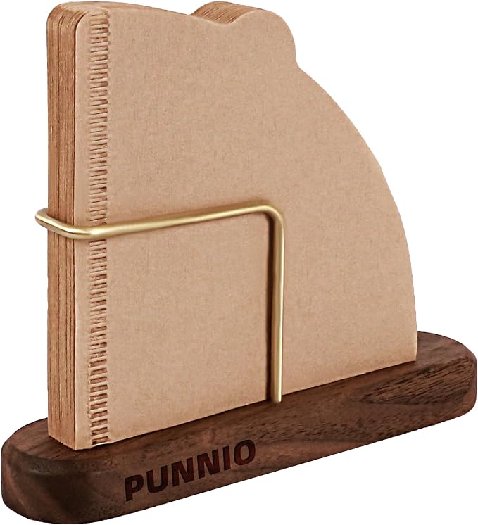 Coffee Filter Holder Storage, Wood & Brass Rack Coffee Filter Container by PUNNIO