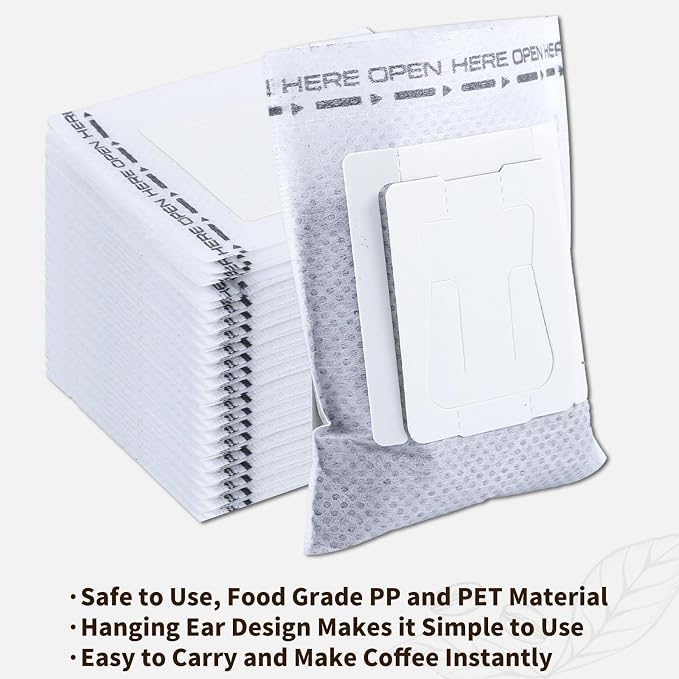 100 PCS Drip Coffee Bag with Coffee Filter Paper Bag Aluminum Foil Hanging Ear - Image 3