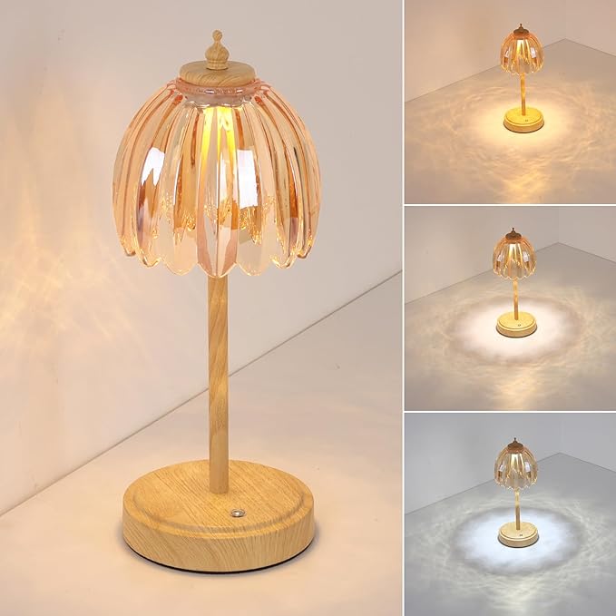 Shenmoyl Tulip Table Lamp with 5200mAh Battery & Touch Control, Small Cordless by Shenmoyl
