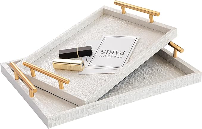 Modern Elegant Large Wood Serving Tray, Home Decorative Rectangle Ottoman - Image 8
