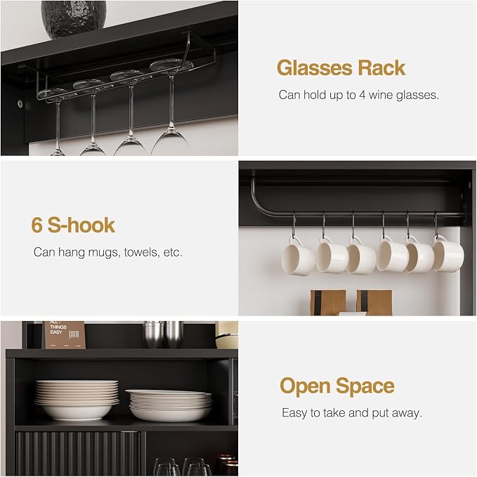 Vabches Fluted Coffee Bar Cabinet - Image 9