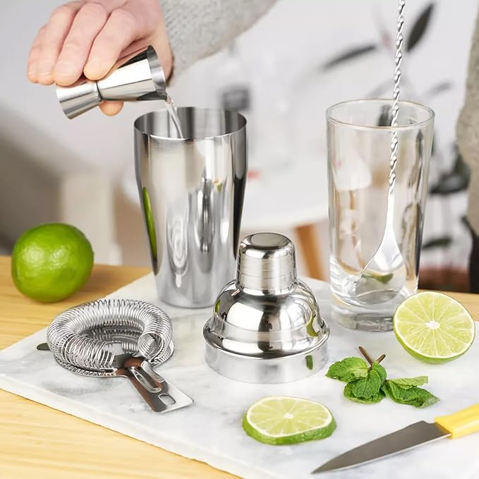 ZPUFAW 6-Piece Cocktail Shaker Set 24oz Shaker Strainer Muddler Jigger Mixing - Image 3