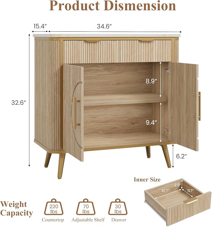 35" Modern Sideboard Buffet - Image 3