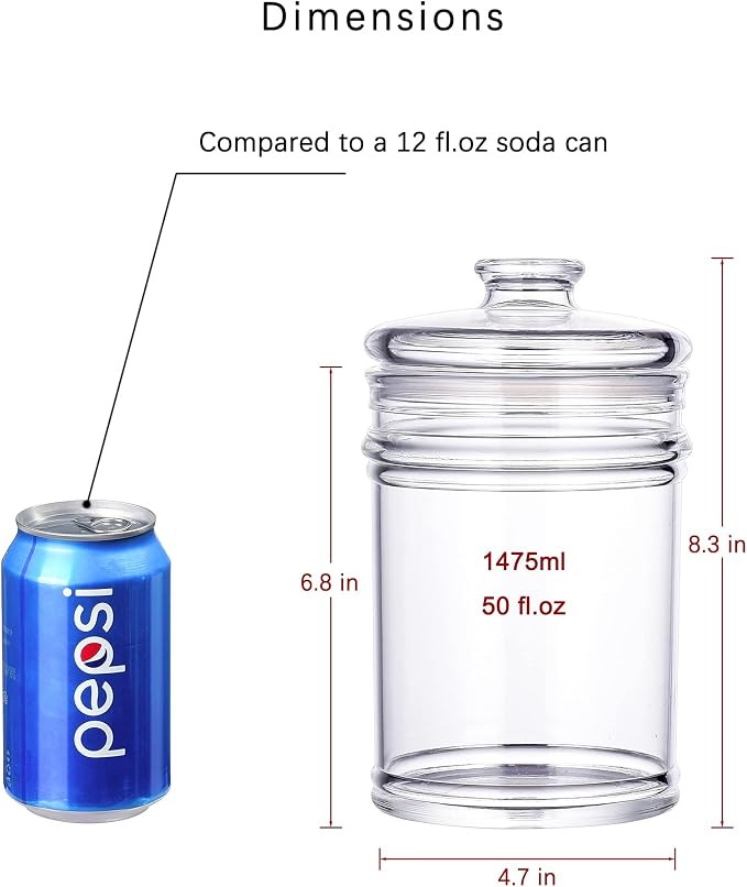 50oz Reinforced Medium Acrylic Storage Jar, Airtight Lid Cookie Jar | Ideal - Image 2