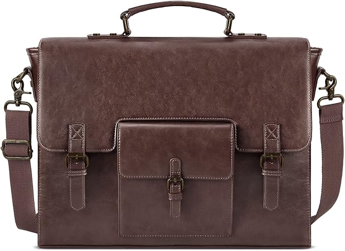 Leather Messenger Bag for Men 15.6 Inch Waterproof Vintage Leather Laptop by KTMOUW