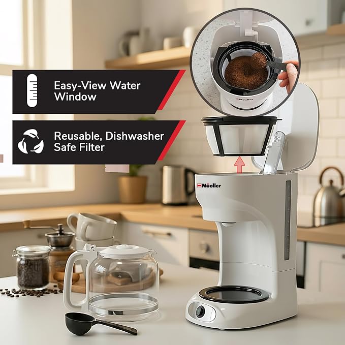 MUELLER HOME 12-Cup White Coffee Maker - Image 5