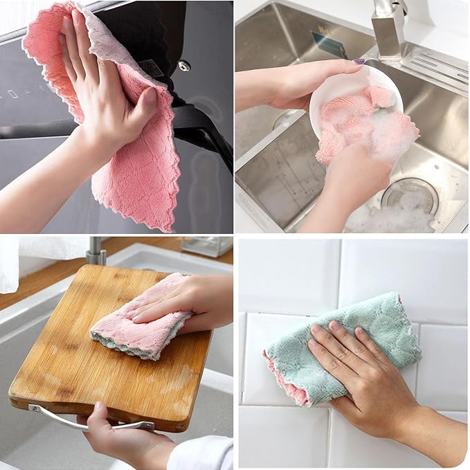 32 Pack Cleaning Cloth Kitchen Cloth, Dish Towels Super Absorbent Coral Velvet - Image 4