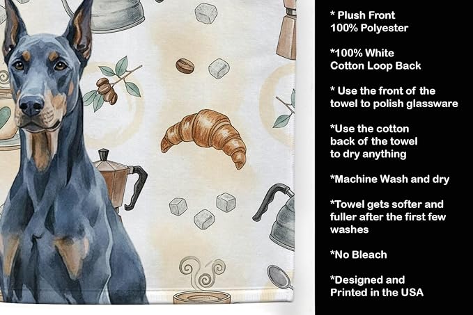 Caroline's Treasures Blue Doberman Pinscher Coffee Bar Kitchen Towel Velour - Image 4