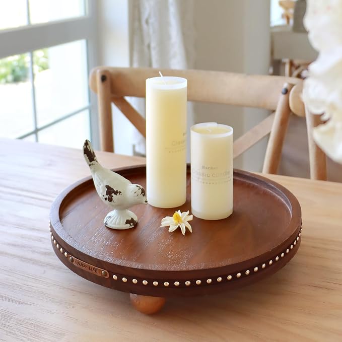 Farmhouse Decorative Round Tray, 11.81 Inch, Versatile Centerpiece Tray - Image 2