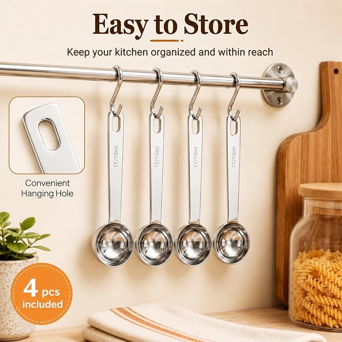 4 Pack Coffee Scoop Spoons, 1 Tbsp Stainless Steel Measuring Spoons - Image 7