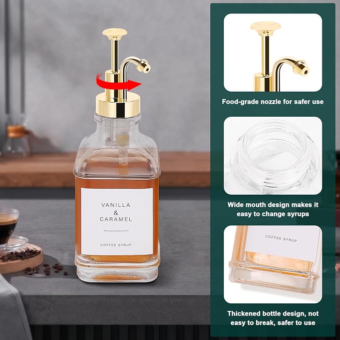 Coffee Syrup Dispenser for Coffee Bar, Refillable Maple Syrup Storage, Coffee - Image 4