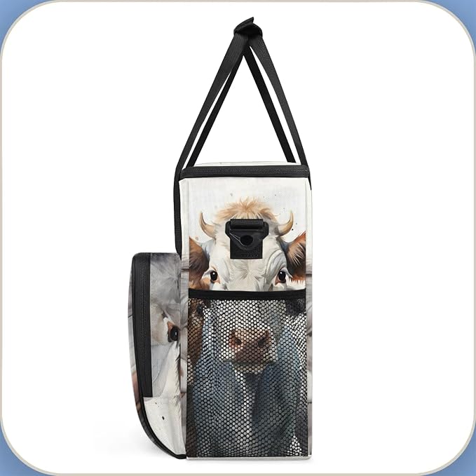 Cow Animals Coffee Maker Carring Bag, Large Insulated Storage Organizer Case - Image 4