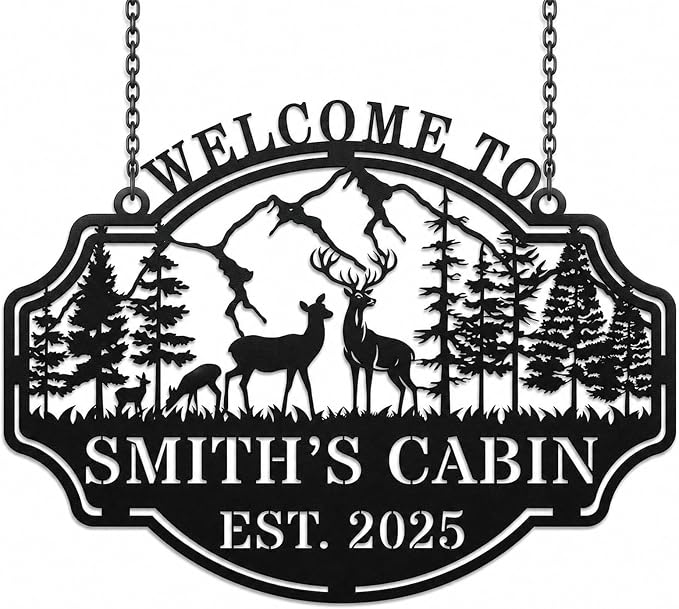 Personalized Deer Hunting Metal Cabin Sign, Custom Outdoor Hunting Decor by HZYCYYFC
