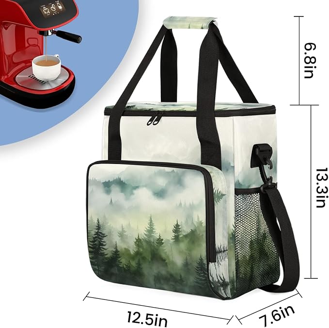Forest Tree Coffee Maker Carring Bag, Large Insulated Storage Organizer Case - Image 2