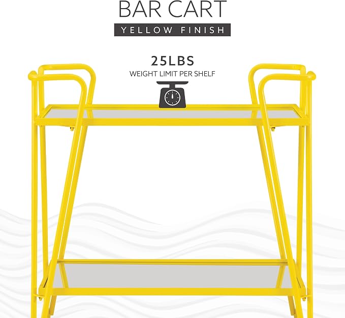 Linon Gina Yellow Mid Century Bar Cart - Image 15