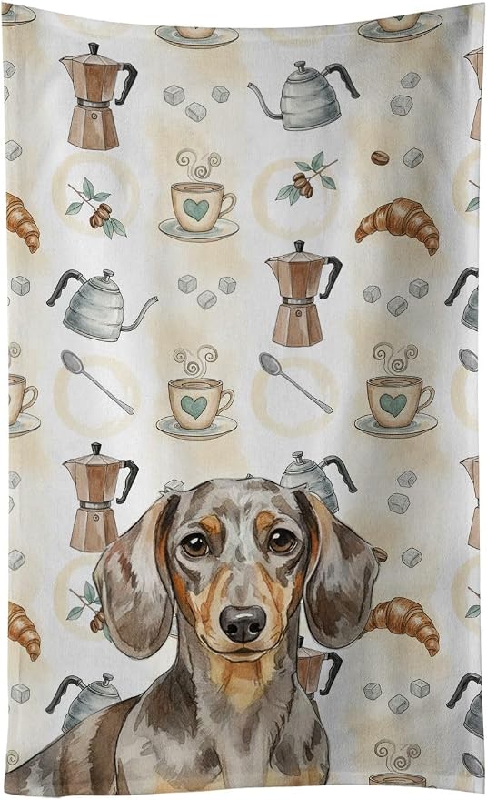 Caroline's Treasures Dapple Dachshund Coffee Bar Kitchen Towel Velour Plush by CarolinesTreasures