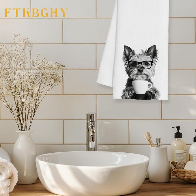 Funny Yorkshire Terrier Coffee Kitchen Towels, Yorkshire Terrier Gifts - Image 2
