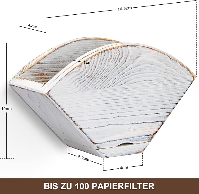 ANBOXIT Coffee Filter Holder, Farmhouse White Wall Mount Pine Wood Coffee - Image 5