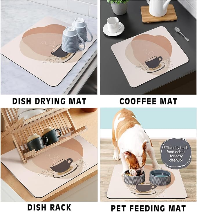 Coffee Bar Mat Rubber Dish Drying Mat - Image 4