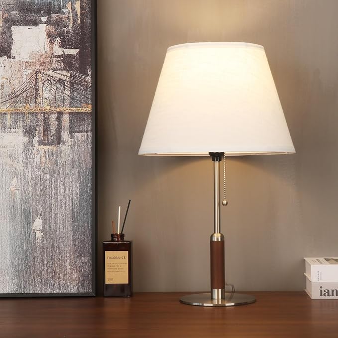 21" Modern Bedside Lamp Mid Century Table Lamp, Pull Chain Nightstand Lamp - Image 8