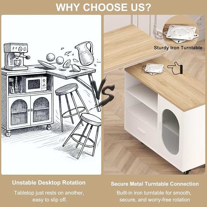 HSH 72.4” Rolling Kitchen Island - Image 3