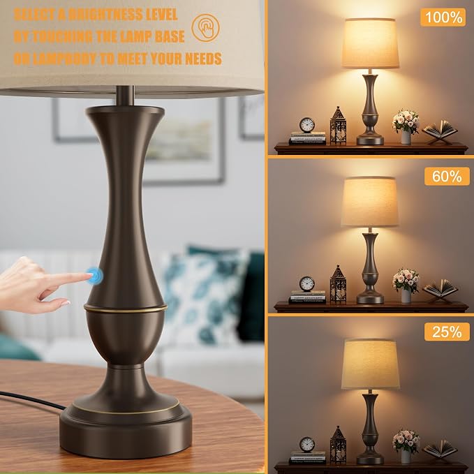 Seealle Upgraded Touch Lamps for Night Stands Set of 2 - Image 2