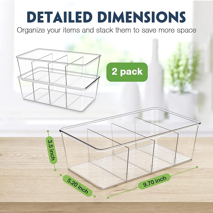 Batoto Pantry Organization and Storage Bins, Refrigerator Organizer Bins – Clear - Image 2