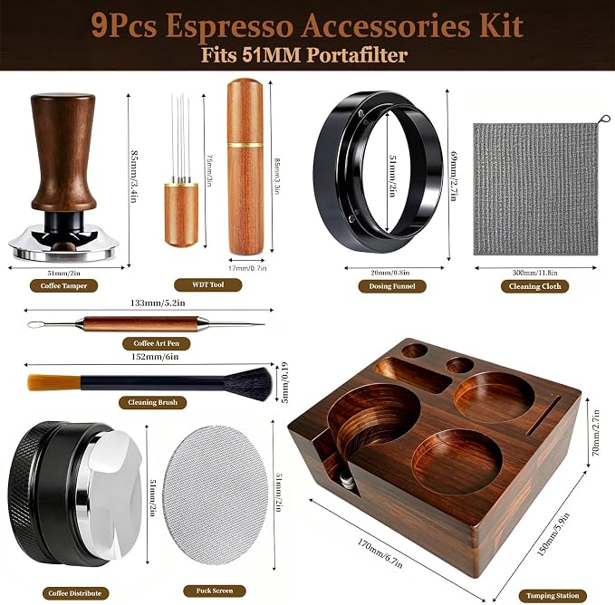 9 PCS 51mm Espresso Accessories Kit - Image 2