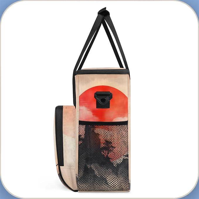 Japanese Chinese Oriental Art Coffee Maker Carring Bag, Large Insulated Storage - Image 4
