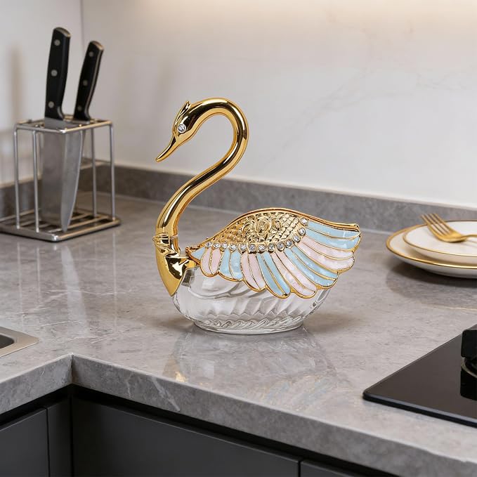 Diydeg Condiment Jar, Plastic Glass Decorative Swan Shaped Seasoning Organizer - Image 2