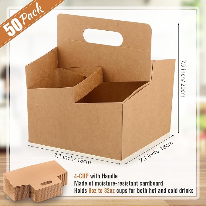 Jetec 50 Pcs 4 Cup Drink Carrier - Image 2