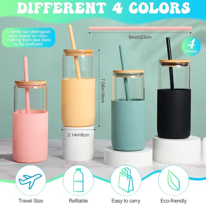FillTouch 4 Pack 20 oz Glass Cups - Image 2