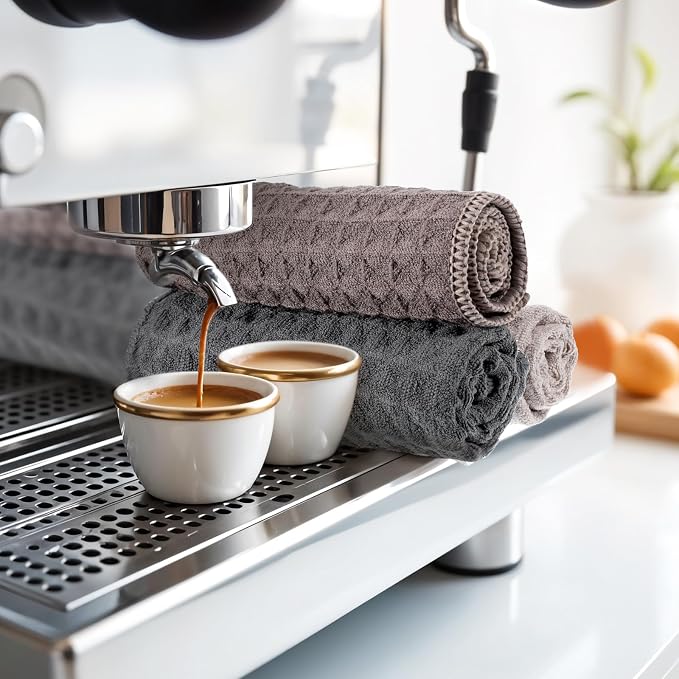 4Pack Waffle Weave Microfiber Towel, 12×12" Barista Towels - Image 8