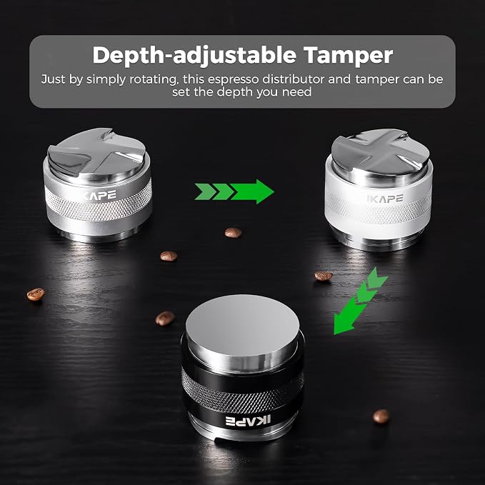 IKAPE Coffee Products, 51mm Coffee Distributor & Hand Tamper, Adjustable Depth - Image 4