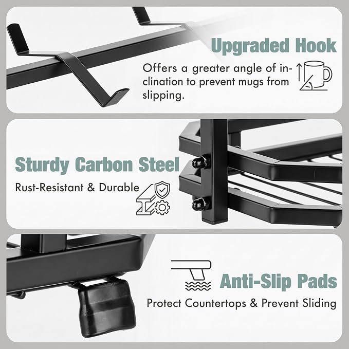 Coffee Mug Holder for Countertop, 22 Hooks 3 Tier Mug Tree Holder Rack - Image 5